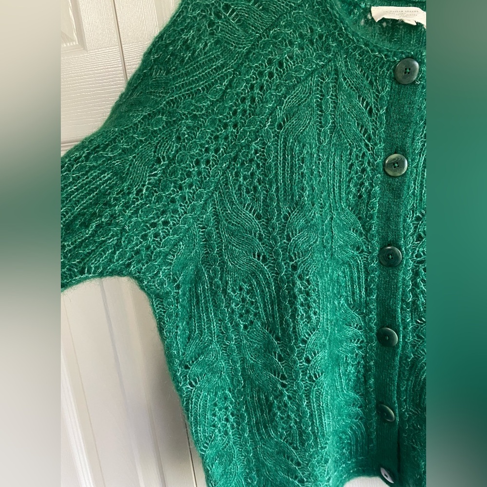 Sezane Women Alma Elegant Green Cable Knit Sweater - Picture 4 of 9